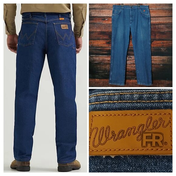 Wrangler FR Work Jeans Mens 42X32 Flame Resistant Relaxed Cotton Denim 31MWZ - Picture 1 of 11